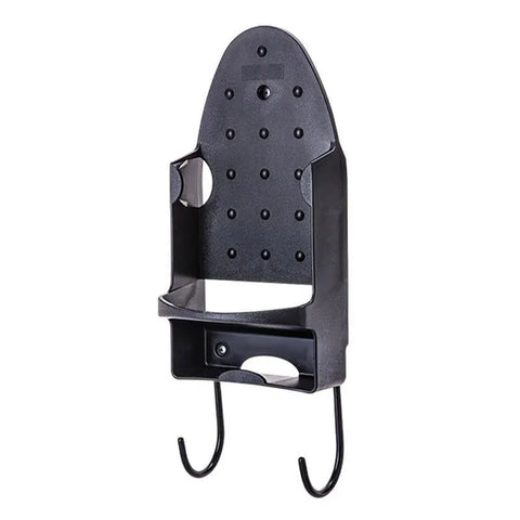 Premium Black Wall Mounted Iron Holder Storage Rack with Double Hooks
