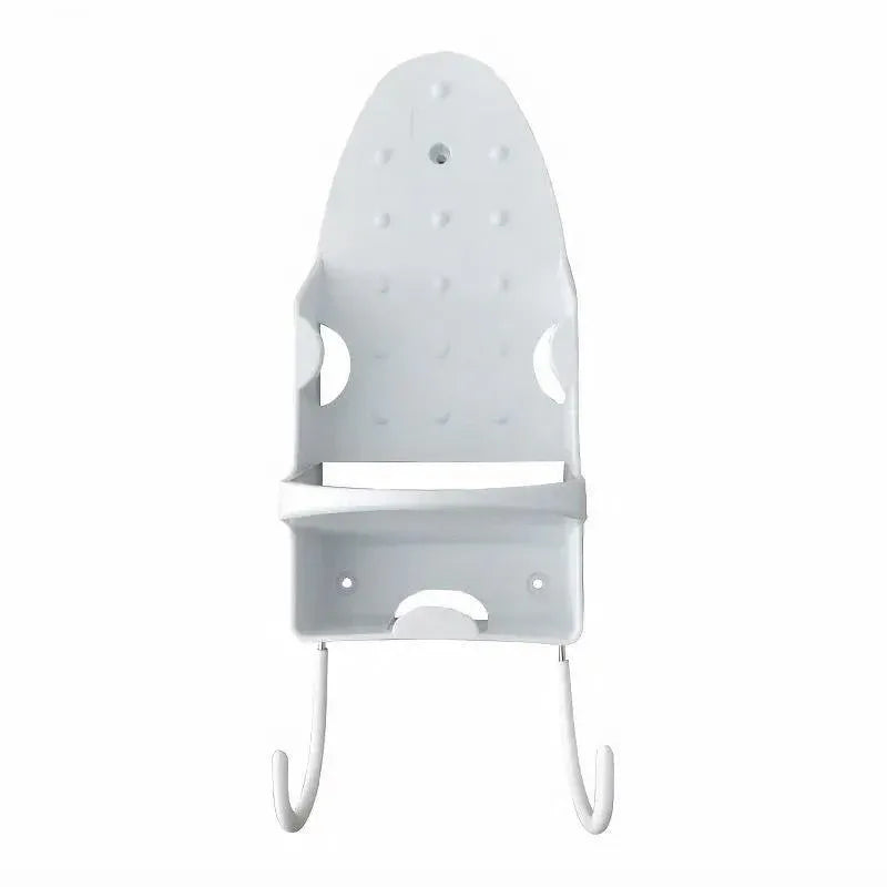 Premium White Wall Mounted Iron Holder Storage Rack with Double Hooks