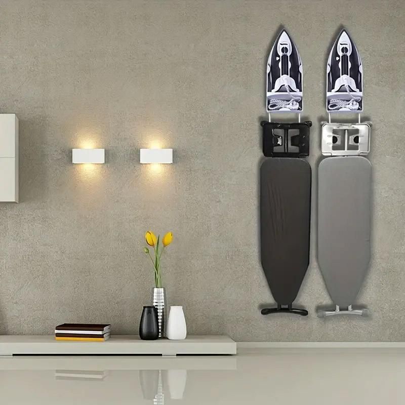 Premium White Wall Mounted Iron Holder Storage Rack with Double Hooks