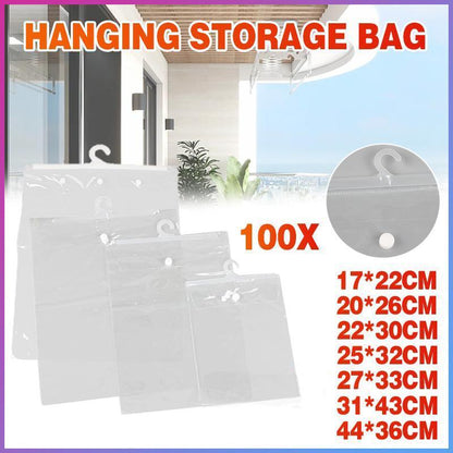 Clear Hanging Storage Bag - 100PCS Set (17CM x 22CM)