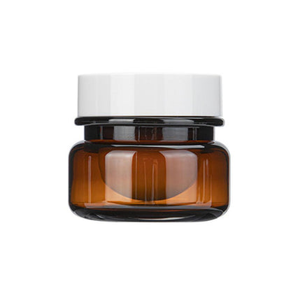 10pcs PET Plastic Cosmetic Bottles Refillable Travel Face Cream Containers - Brown/White