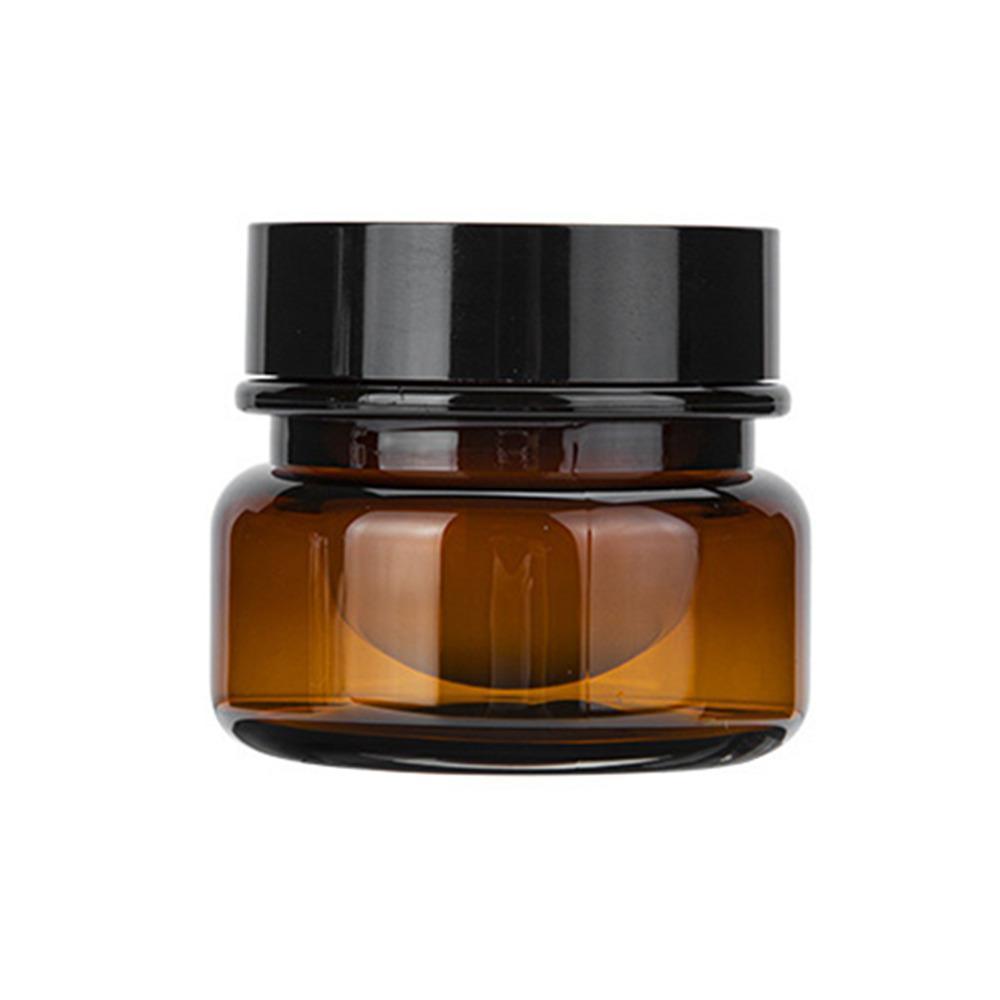 10pcs PET Plastic Cosmetic Bottles Refillable Travel Face Cream Containers - Brown/White