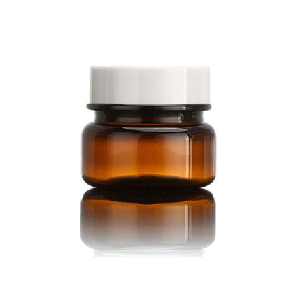 10pcs PET Plastic Cosmetic Bottles Refillable Travel Face Cream Containers - Brown/White