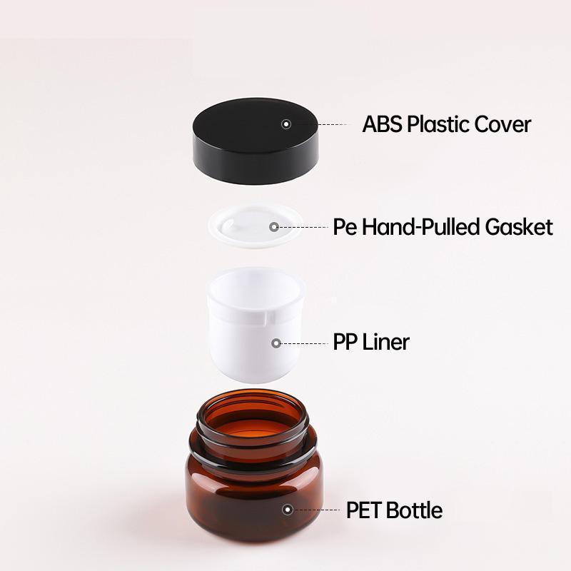Premium 10pcs 60ml Clear PET Cosmetic Jars with White Caps Single Layer