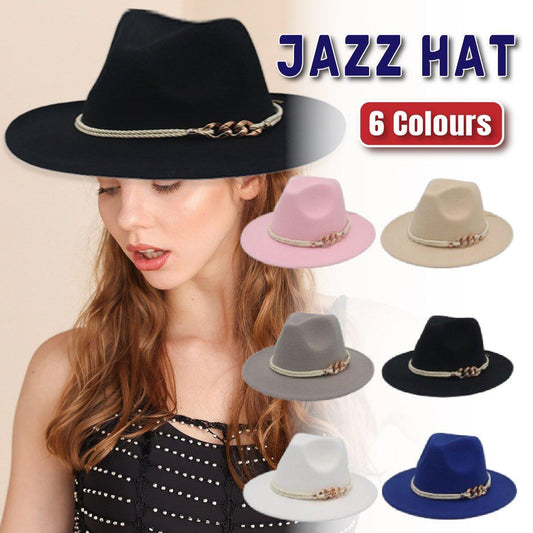 Jazz Hat Retro Large Brim Unisex Headwear - Beige