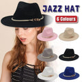Premium Black Retro Wide Brim Jazz Hat with Chain Detail