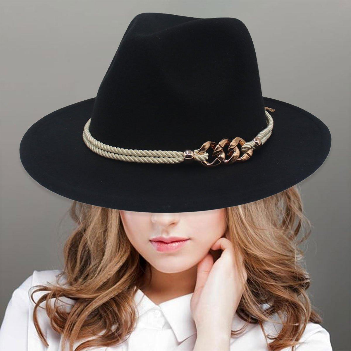 Jazz Hat Retro Large Brim Unisex Headwear - Black