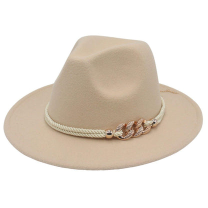 Jazz Hat Retro Large Brim Unisex Headwear - Light Grey