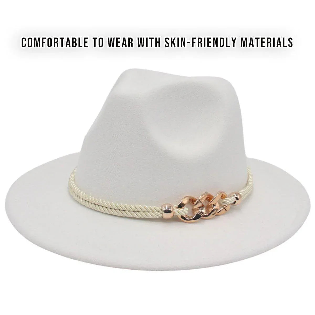 Premium Pink Retro Wide Brim Jazz Hat with Chain Detail