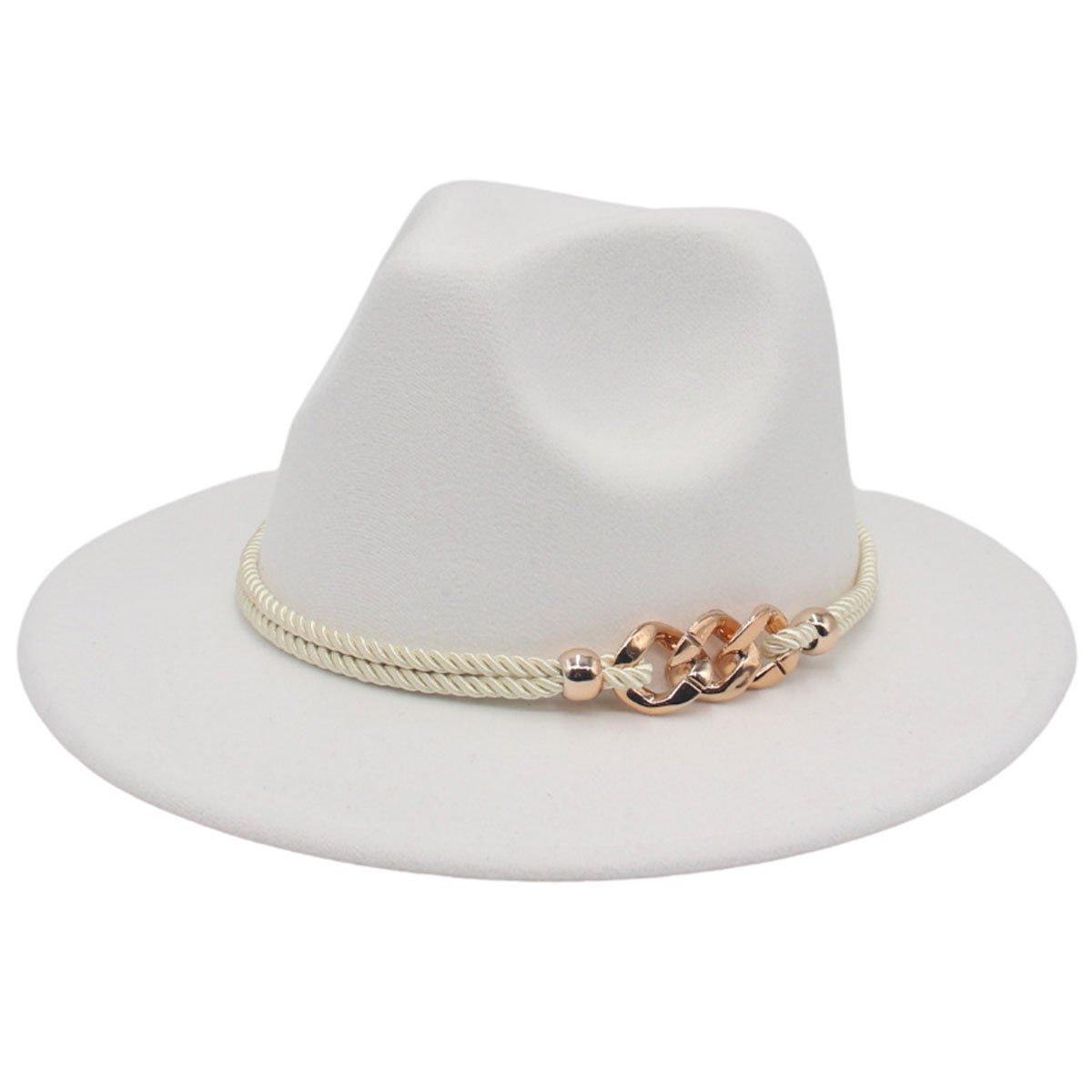 Jazz Hat Retro Large Brim Unisex Headwear - White