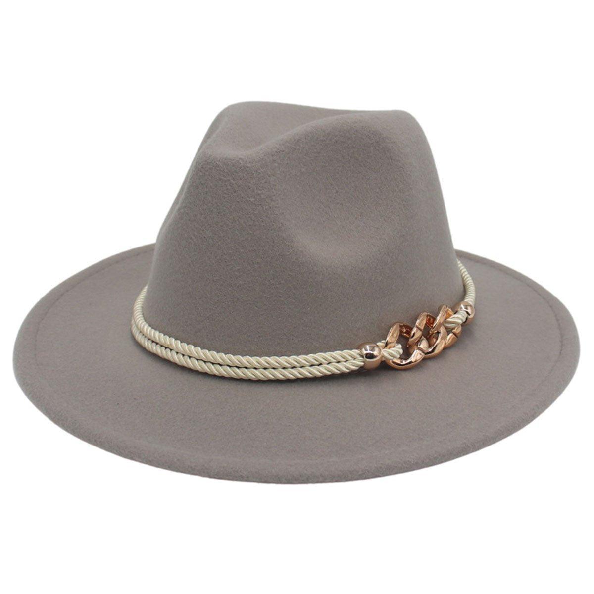 Jazz Hat Retro Large Brim Unisex Headwear - White