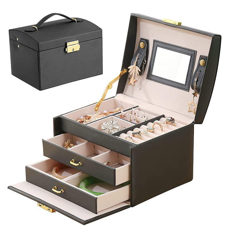 Premium Jewellery Box Organizer with 2 Drawers & Mirror - White