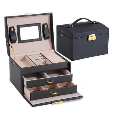 Premium Jewellery Box Organizer with 2 Drawers & Mirror - White