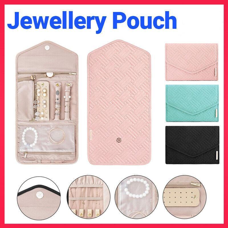 Premium Periea Green Travel Jewellery Roll Pouch Organiser 45x15cm