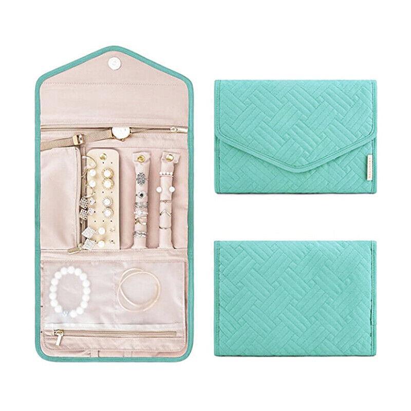 Premium Periea Green Travel Jewellery Roll Pouch Organiser 45x15cm