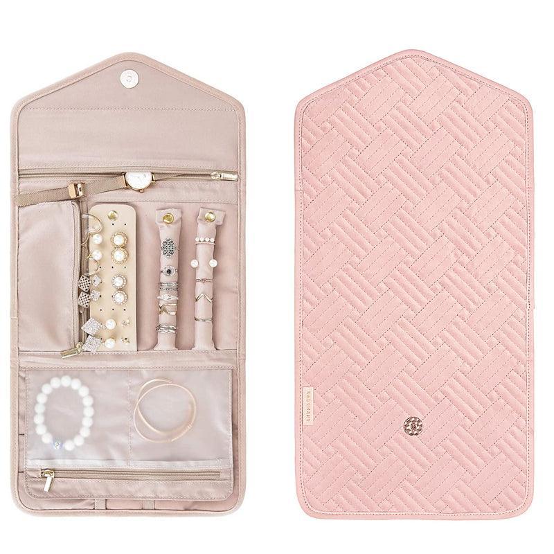 Premium Periea Pink Travel Jewellery Roll Pouch Organiser 45x15cm