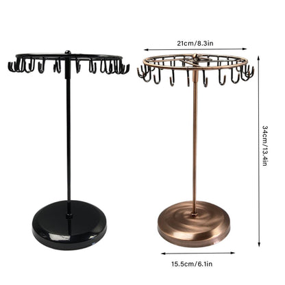 Iron Jewellery Rack Rotating Necklace Display - Black