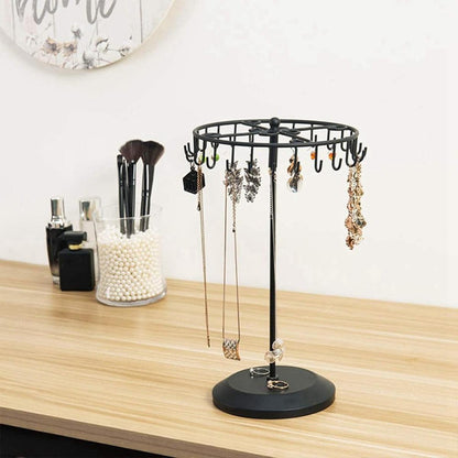 Iron Jewellery Rack Rotating Necklace Display - Black