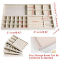 Premium Flannel Jewellery Storage Trays – Beige 4 Pack