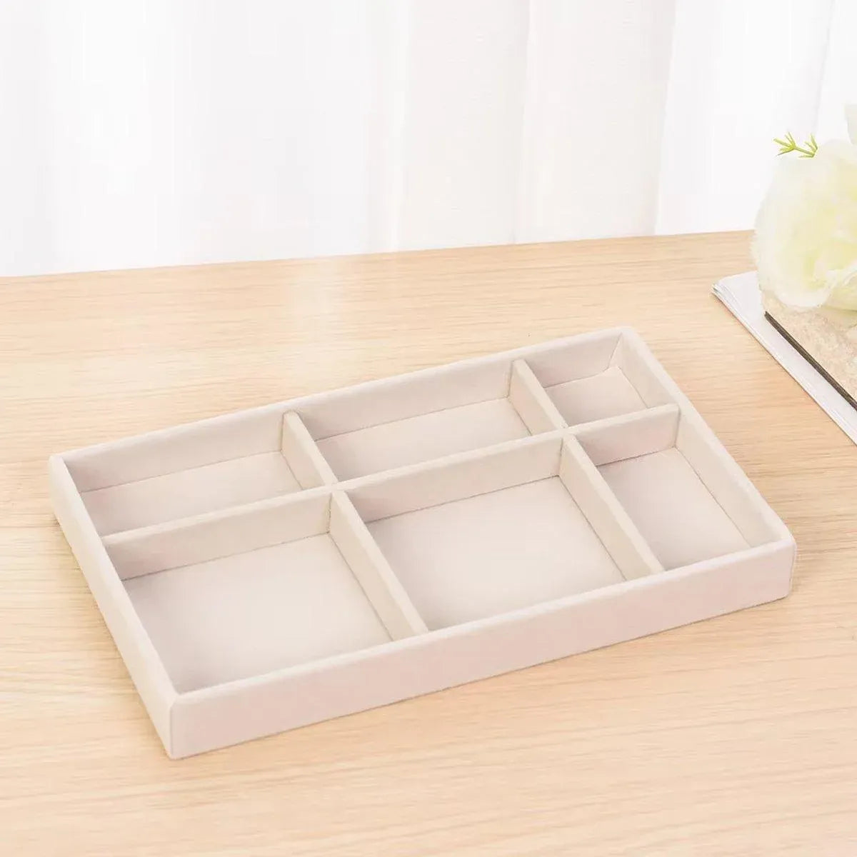 Premium Flannel Jewellery Storage Trays – Beige 4 Pack
