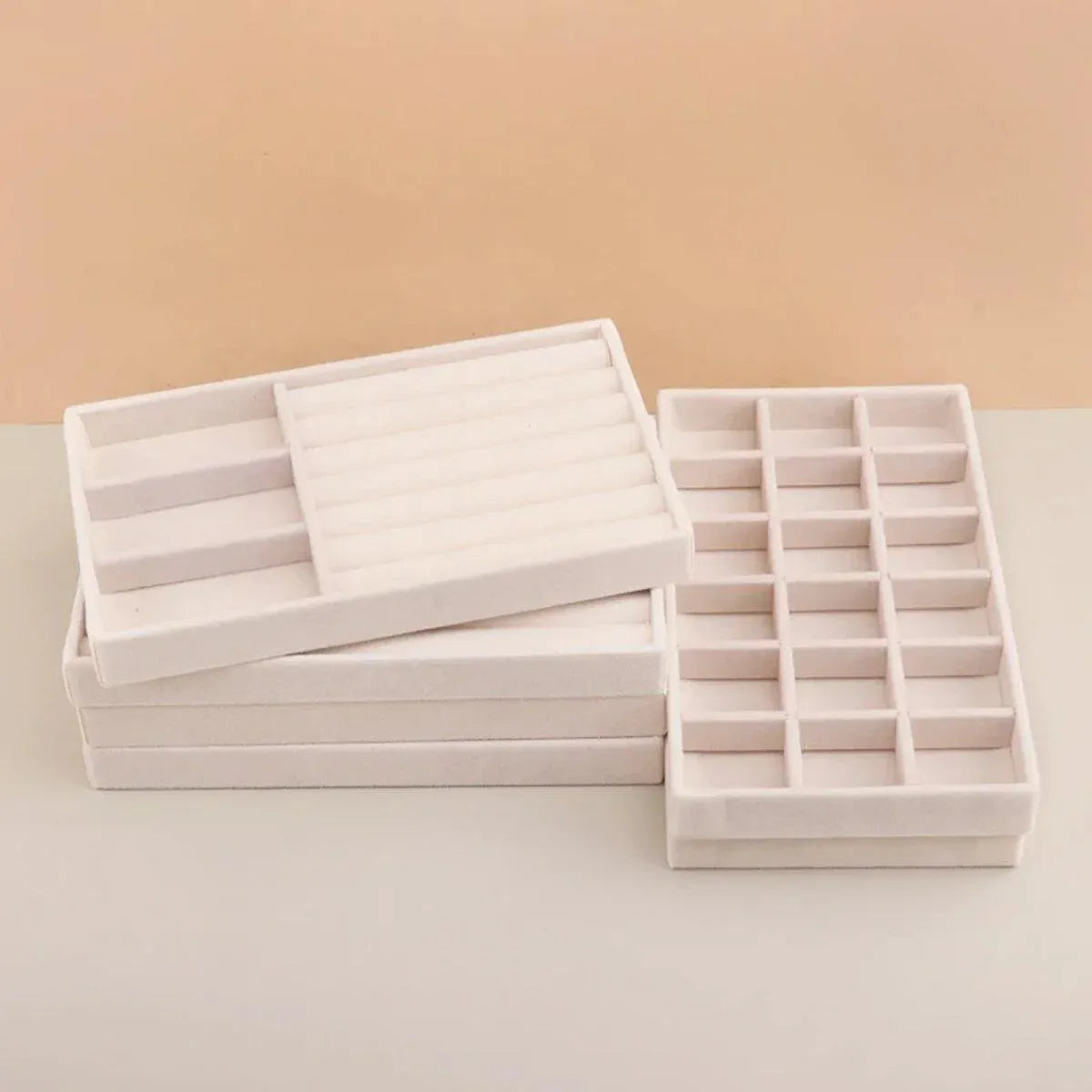 Premium Flannel Jewellery Storage Trays – Beige 4 Pack