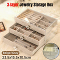 Premium Three-Layer Flannel Jewellery Storage Box – Grey