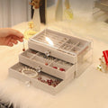 Premium Three-Layer Flannel Jewellery Storage Box – Grey