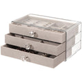 Premium Three-Layer Flannel Jewellery Storage Box – Grey