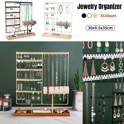 Gold Jewelry Display Rack - Organizer Stand for Necklaces and Earrings