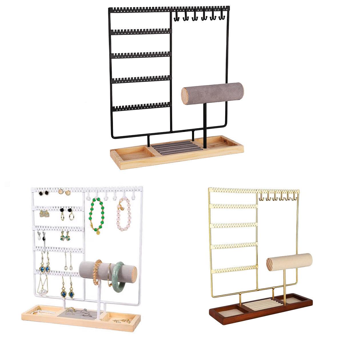 Gold Jewelry Display Rack - Organizer Stand for Necklaces and Earrings