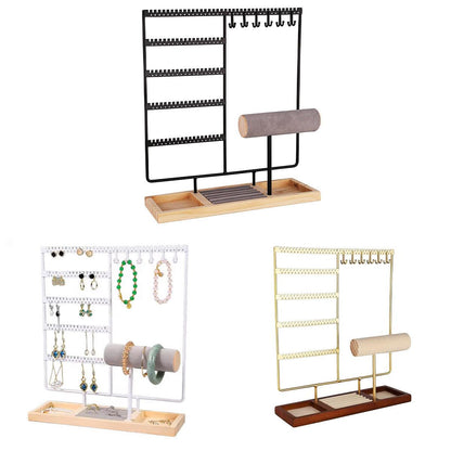 Gold Jewelry Display Rack - Organizer Stand for Necklaces and Earrings
