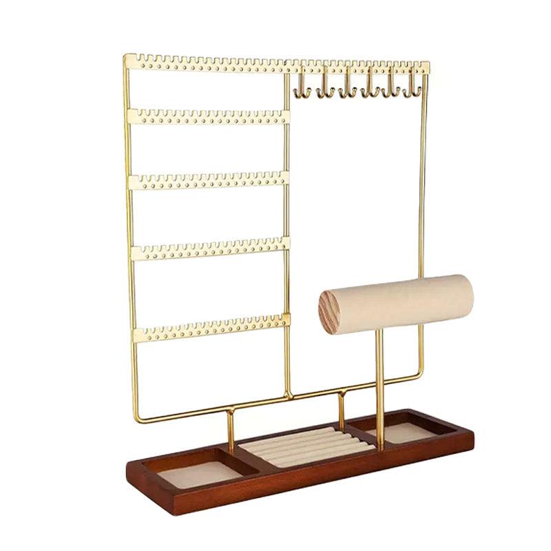 Gold Jewelry Display Rack - Organizer Stand for Necklaces and Earrings