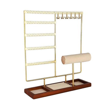 Gold Jewelry Display Rack - Organizer Stand for Necklaces and Earrings