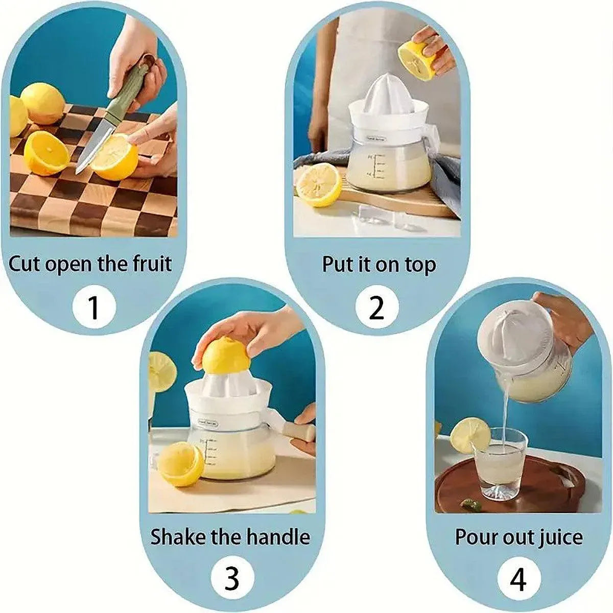 Premium Manual Citrus Juicer – White 500ml with Measuring Cup