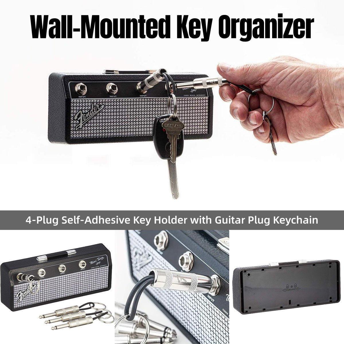 Guitar Key Holder Wall Organizer with Guitar Plug Keychains