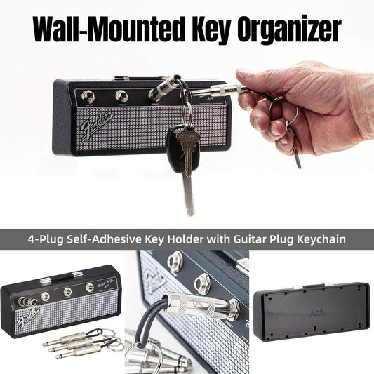 Guitar Key Holder Wall Organizer with Guitar Plug Keychains
