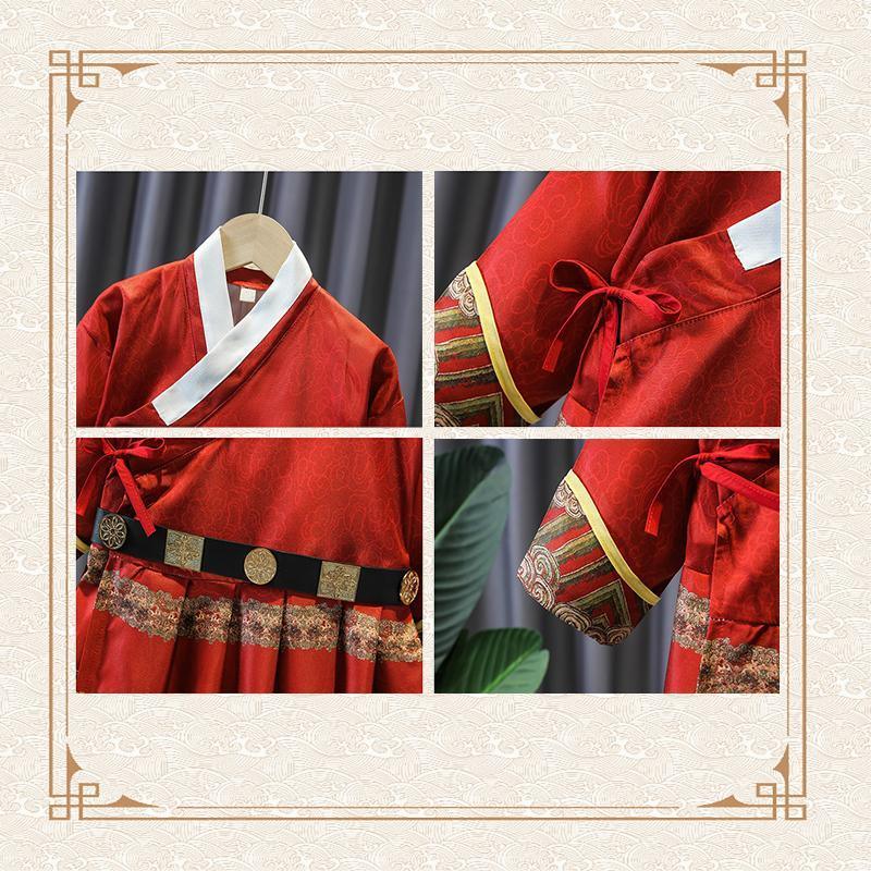 Red Hanfu Traditional Chinese Dress for Boys and Girls - 130CM