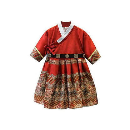Red Hanfu Traditional Chinese Dress for Boys and Girls - 140CM
