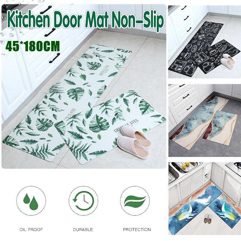 45x180cm Kitchen Mat Non-Slip Waterproof Pvc Floor Rug Carpet Anti-Oil Easy Clean - Gilding - SuperSaverAU - view 1