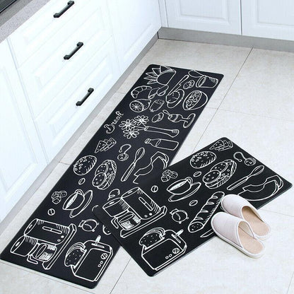 45x180cm Kitchen Mat Non-Slip Waterproof Pvc Floor Rug Carpet Anti-Oil Easy Clean - Gilding