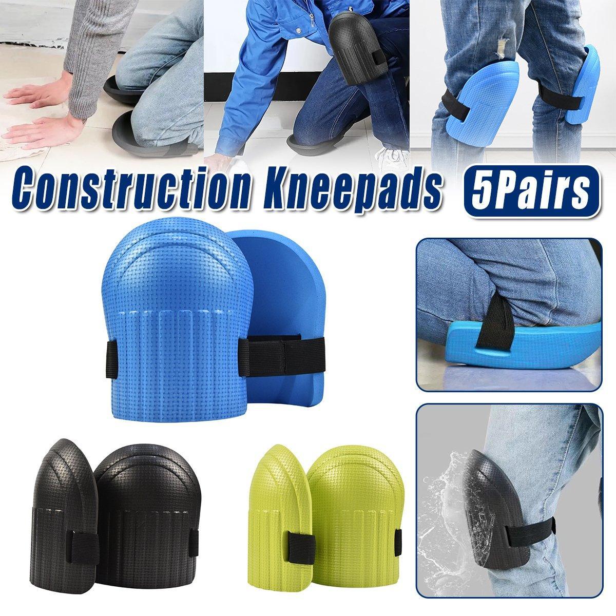 EVA Foam Knee Pads (5 Pairs) for Construction & Flooring - Water-Resistant Black
