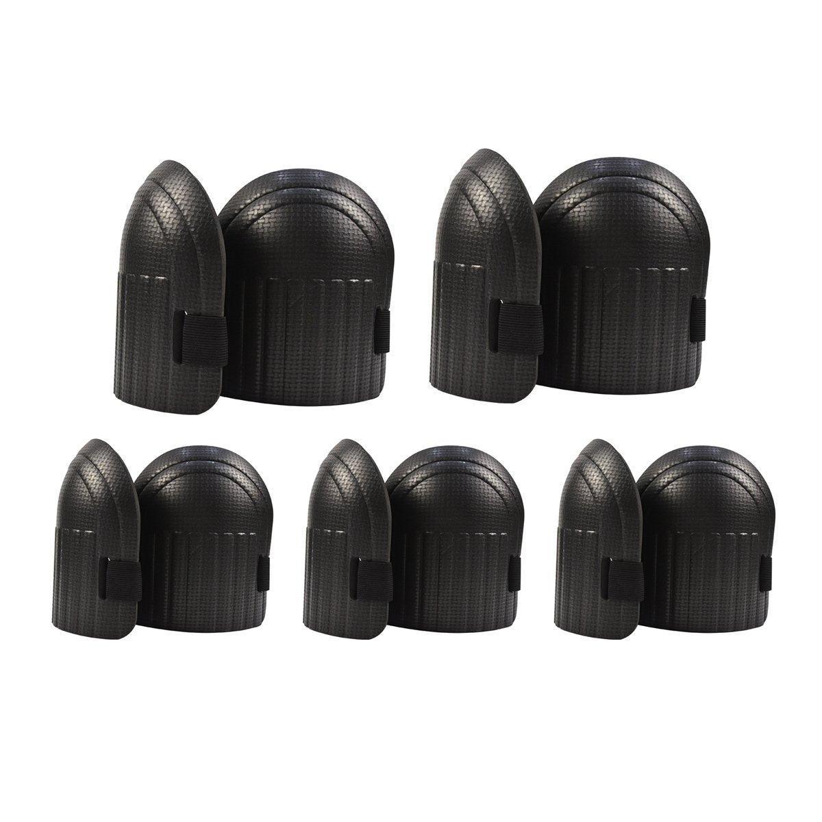EVA Foam Knee Pads (5 Pairs) for Construction & Flooring - Water-Resistant Black