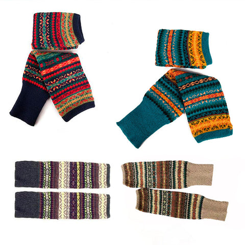 Premium Khaki Women's Wool Knit Knee Leg Warmers