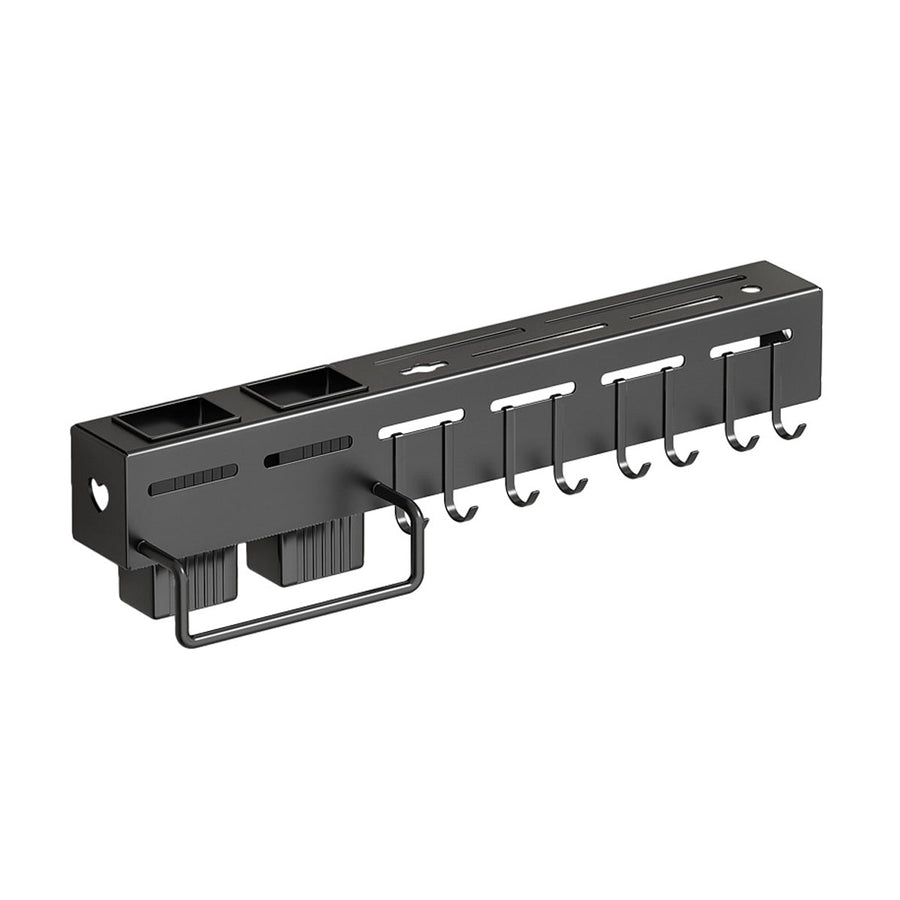Premium Black 40cm Wall Mounted Carbon Steel Kitchen Utensil Rack