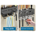 Premium Black 40cm Wall Mounted Carbon Steel Kitchen Utensil Rack