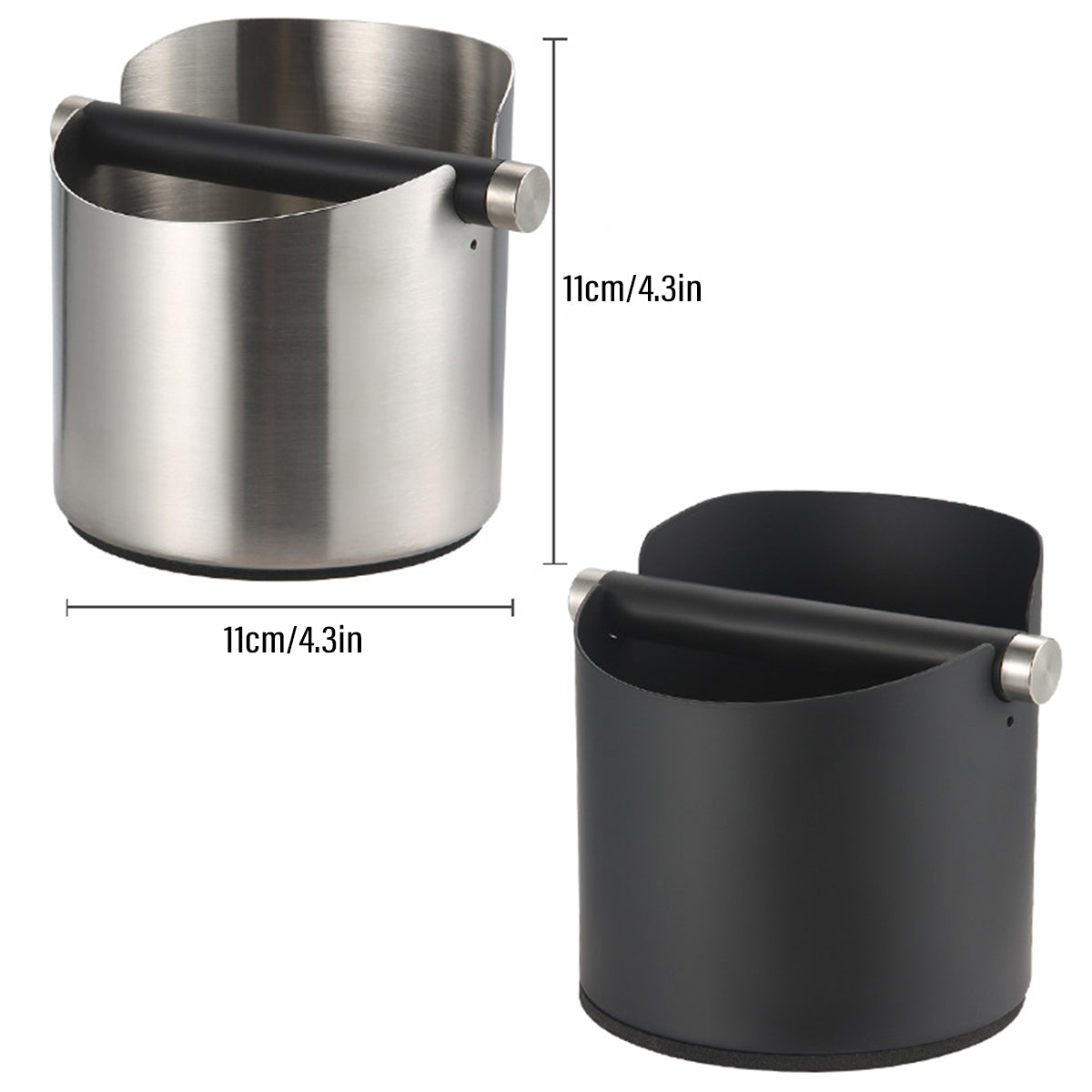 Premium Black Stainless Steel Coffee Grounds Knock Box with Removable Bar