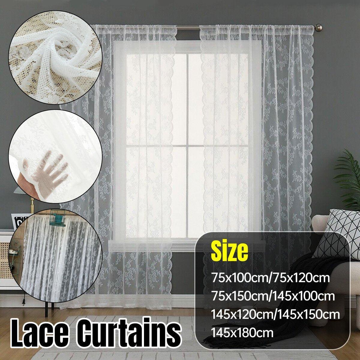 Premium Lace Curtain Panel – White 145 x 150cm