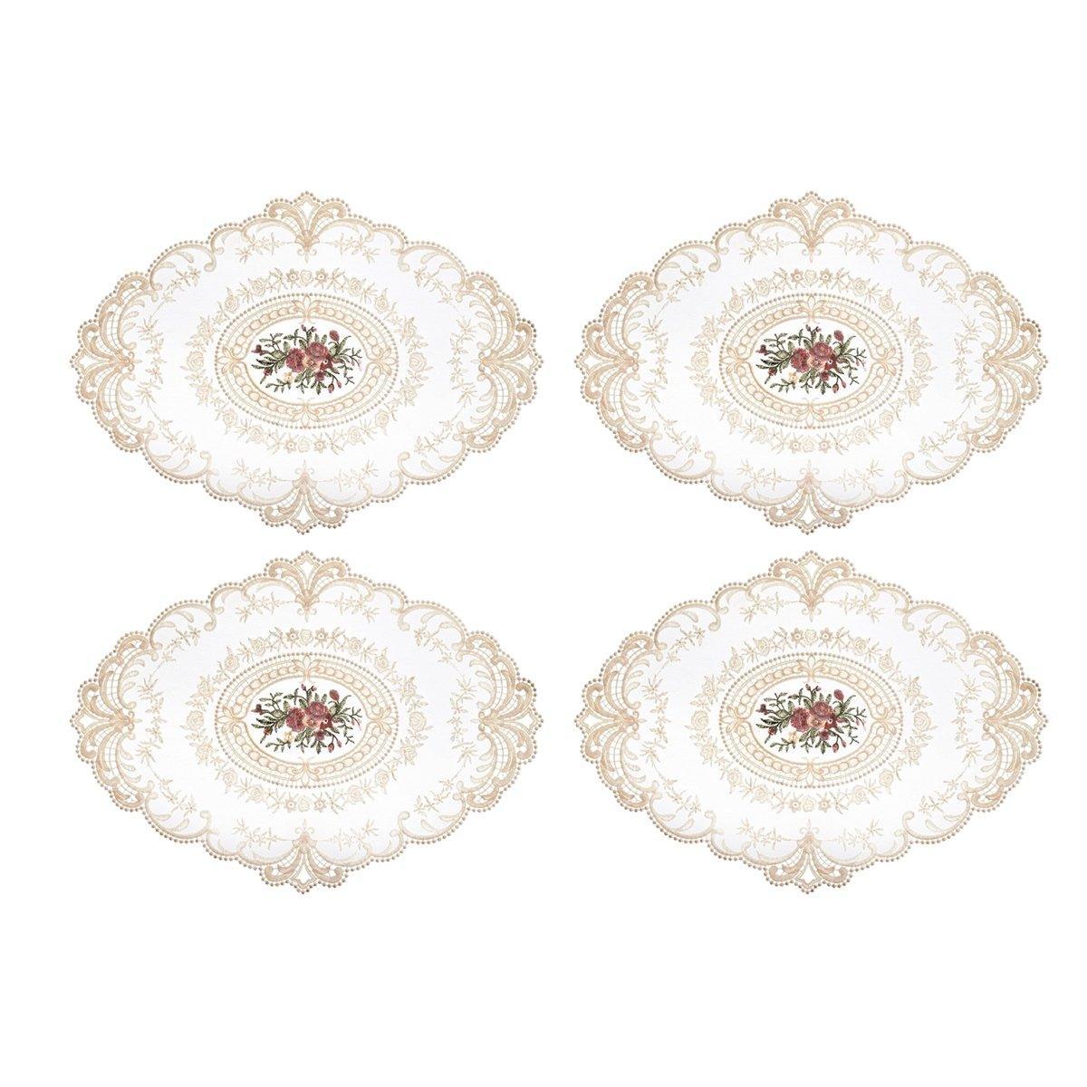 4 Pack Retro Lace Oval Placemats 31x42cm French Crochet Doilies 4 Colors Set - Sky Blue - SuperSaverAU - view 5