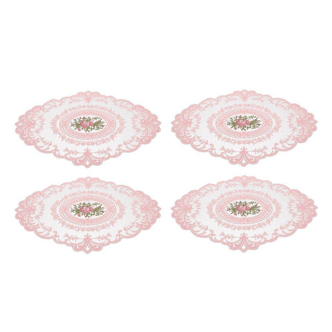 4 Pack Retro Lace Oval Placemats 31x42cm French Crochet Doilies 4 Colors Set - White - SuperSaverAU - view 2