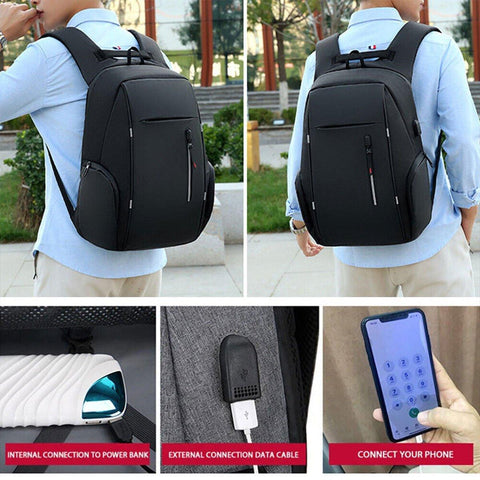 Men's Multi-Functional Business Backpack 15.6" Laptop, USB Port, Water-Resistant - SuperSaverAU - view 2